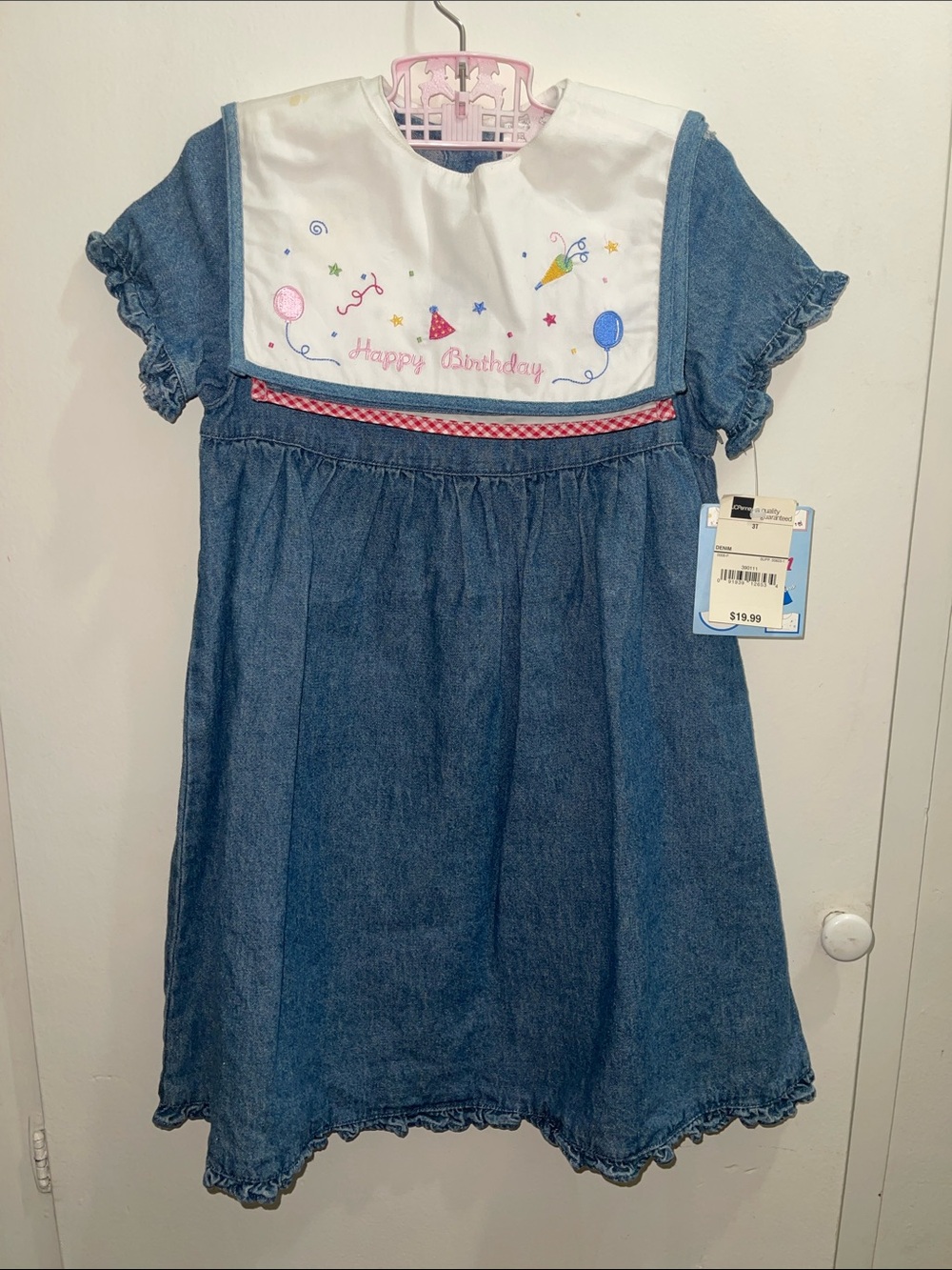 Vintage Happy Birthday Summer Forth Of July Denim Dress for Kids Sz 3 NEW